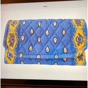 Vera Bradley French Blue Tri Fold Large Wallet Check Book Cover Retired 1999 HTF
